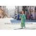 Boho Style Ukrainian Embroidered Maxi Dress Bluegreen with Green/White Embroidery
